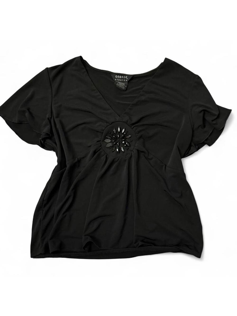 y2k george stretch top with beaded detailing